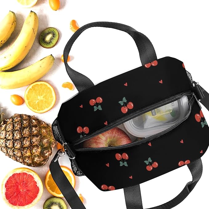 Lunch box Kids,Insulated Cat Lunch Bag Cute Small Pink Lunch Totebag Reusable Leakproof Corgi Lunch Bag With Shoulder Strap for Girls Boys Women School Work Picnic (black cherry)