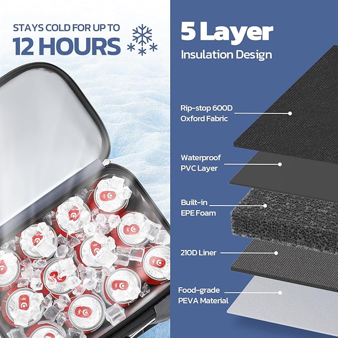 Maelstrom Collapsible Soft Cooler Bag, 24/30/60/75 Cans Beach Cooler, Ice Chest, Leakproof & Portable for Beach, Camping, Road Trips & Grocery Shopping