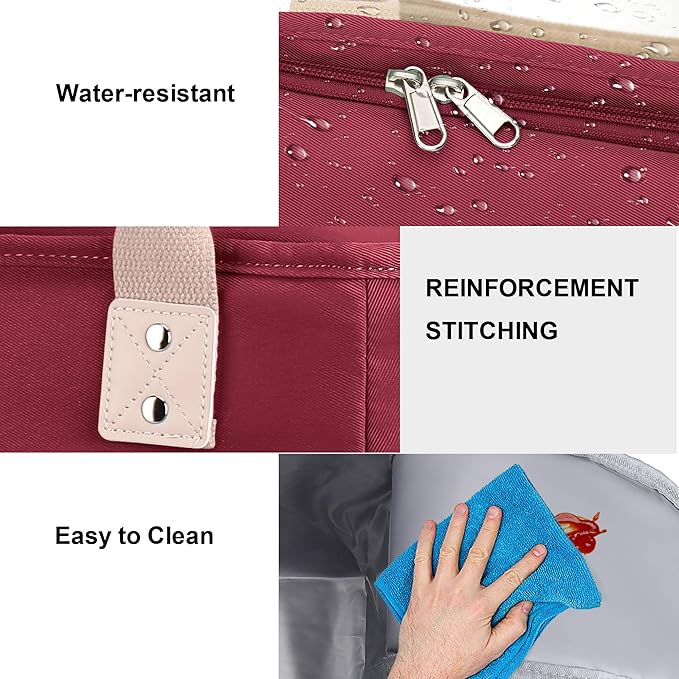 Hafmall Large Insulated Lunch Bag for Adults, Wide Opening Insulated Bag with Shoulder Strap,Loncheras para Mujer, Reusable Adult Lunch Tote Bag For Work, Picnic(Red)