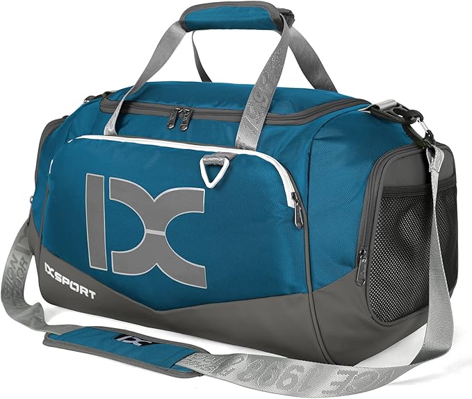Sports Gym Bag，INOXTO Travel Duffel Bag with Dry Wet Pocket And Shoe CompartmentFor Women and Men，40L/55L Fitness Waterproof Weekender Bag For Swim Sports Travel Working Out (Blue gray, 40L)
