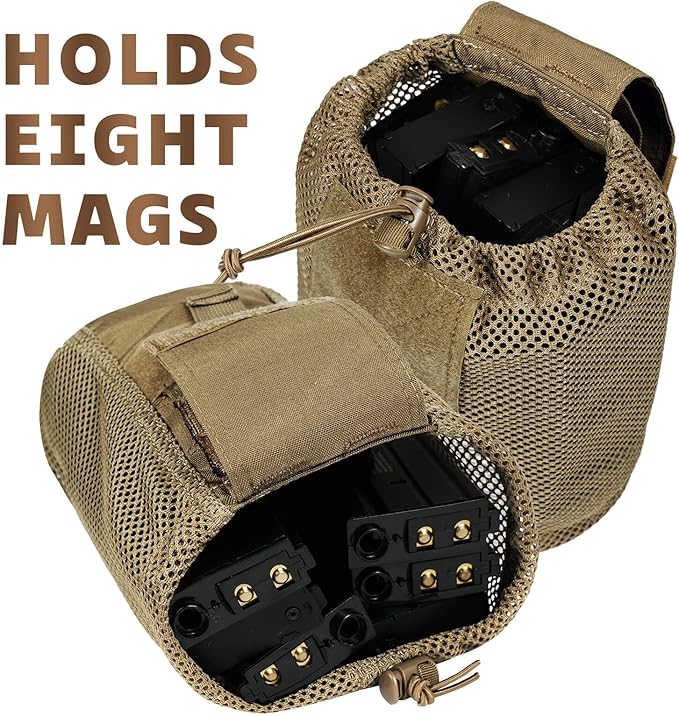 Dump Pouch Tactical Molle Mesh Pouches,Lightweight Range Compact Micro Drawstring Foraging Roll Up Foldable Recovery Ar Mag Tool Pack,EDC Drop Net Storage Belt Bag.…