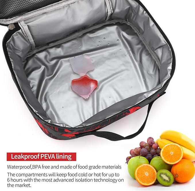 rickyh style Lunch Box with Padded Liner, Spacious Insulated Lunch Bag Durable Thermal Lunch Cooler Pack with Strap for Men Women Boys Girls Adults School Sports Beach Picnic Work Camp,2 Pocket