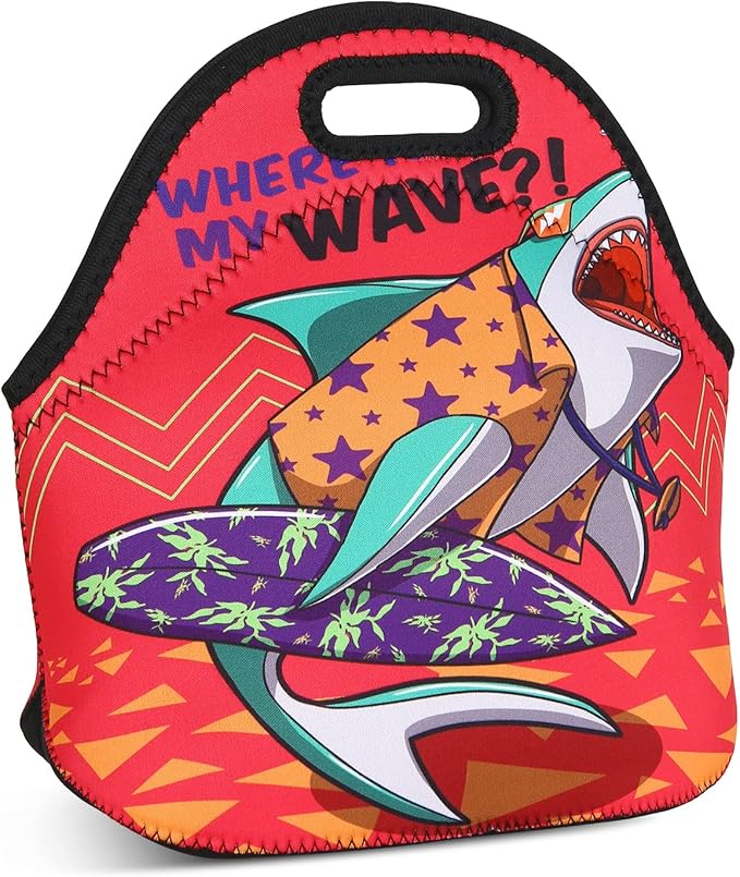 Violet Mist Pink Shark Neoprene Lunch Bag for Men Women Insulated Cute Lunch Box Tote Washable HandBags with Zipper for Adult Work Travel Picnic Thanksgiving Christmas Gift