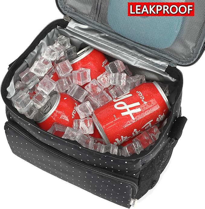 Insulated Lunch Bag for Adult/Women/Men, Reusable Large Lunch Box Cooler Soft Leakproof Tote, Thermal Meal Prep Lunch Pail with Adjustable Shoulder Strap for School/Travel/Office, Dot