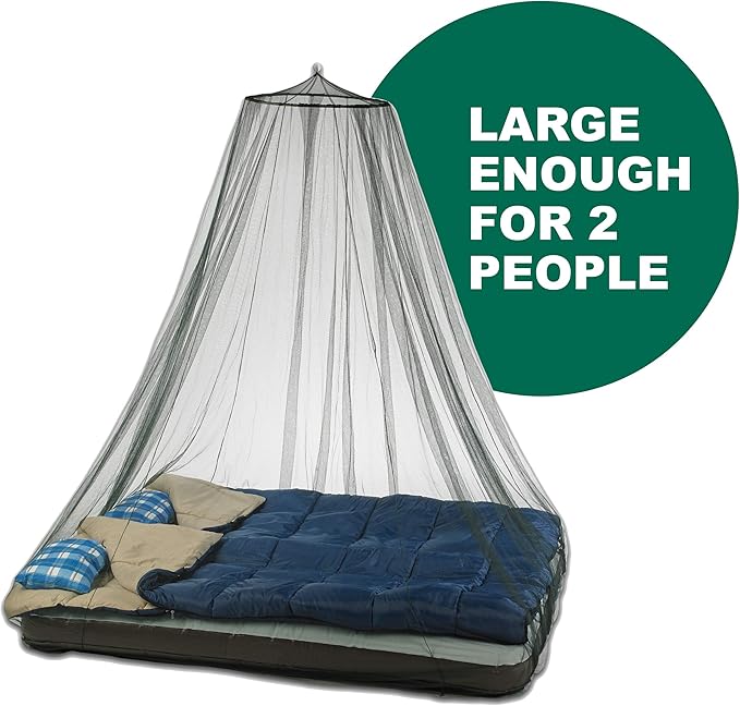Double Circular Bed Mosquito Net Treated with Insect Shield Permethrin Bug Repellent, Green Bed Net, One Size