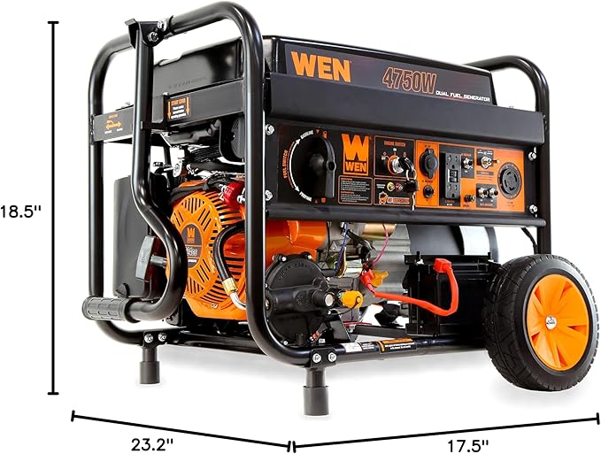 WEN DF475X 4750-Watt Portable Generator with Wheel Kit and CO Shutdown Sensor, Black
