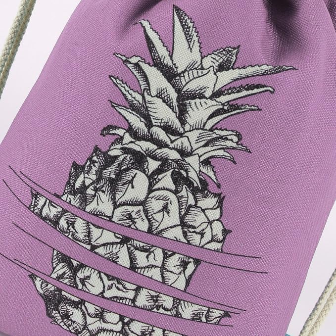 Drawstring Backpack Pineapple Style String Bag Canvas Beach Sport Daypack