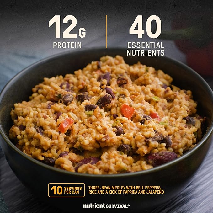 Nutrient Survival MRE Southwestern Medley Ready to Eat Meals (10 Servings) Freeze Dried Prepper Supplies & Emergency Food Supply, 40 Essential Nutrients, Shelf Stable Up to 25 Years, One Can
