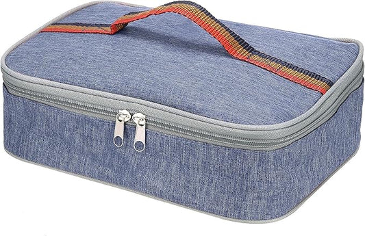 PATIKIL 11"x8"x3" Insulated Lunch Bags, Portable Food Containers Bag Flat Bento Bags Reusable Thermal Lunch Pail for Men and Women, Blue