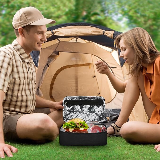 NATURAL STYLE Small Lunch Bag, Mini Portable Thermal Insulated Cooler Bag Lunch Box (Black)