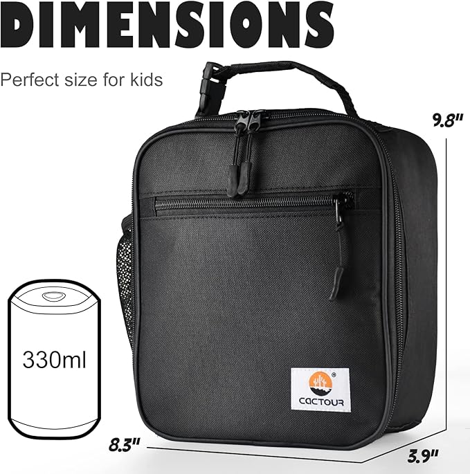 Lunch Box for Men Women Adult,Premium Insulated Lunch Bag,Portable Small LunchBox for School Work Picnic (Black)