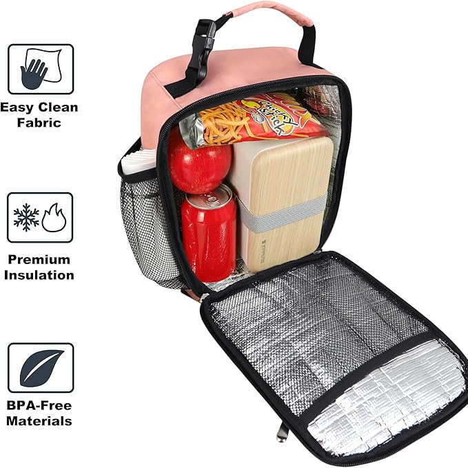 Lunch Box for Men & Women Durable Lunch Bag for Adults Reusable Small Lunchbox Pink