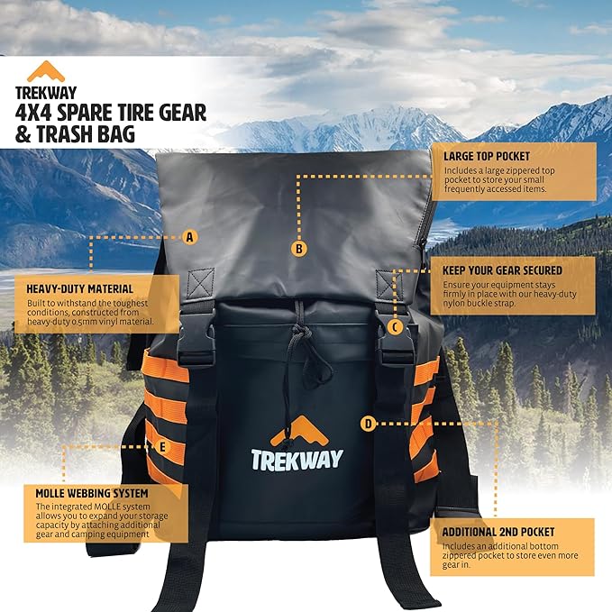 Offroading Gear Waterproof Spare Tire Trash Bag w/FREE Roof Cargo Bag | Large-Capacity | - SUV| RV| 4x4 | Overland | Off-road Accessory