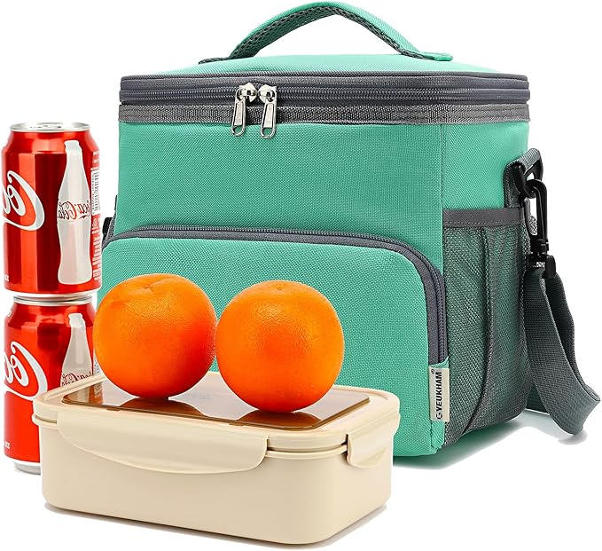 Insulated Lunch Bag for Adult/Women/Men, Reusable Large Lunch Box Cooler Soft Tote, Thermal Meal Prep Lunch Pail with Adjustable Shoulder Strap for Picnic/School/Travel/Office, Green