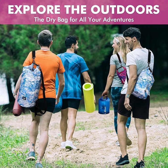 VILLEY Dry Bag Waterproof 5L Roll Top Sack Keeps Gear Dry Lightweight Dry Sack with Waterproof Phone Case for Kayaking Boating Camping Swimming and Beach Adventures Red Camo