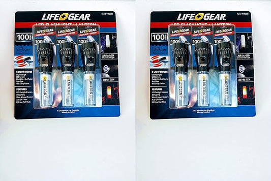 Life Gear LED Flashlight + Lantern 3 Pack 100 Lumens 2 Set (6 Pack)