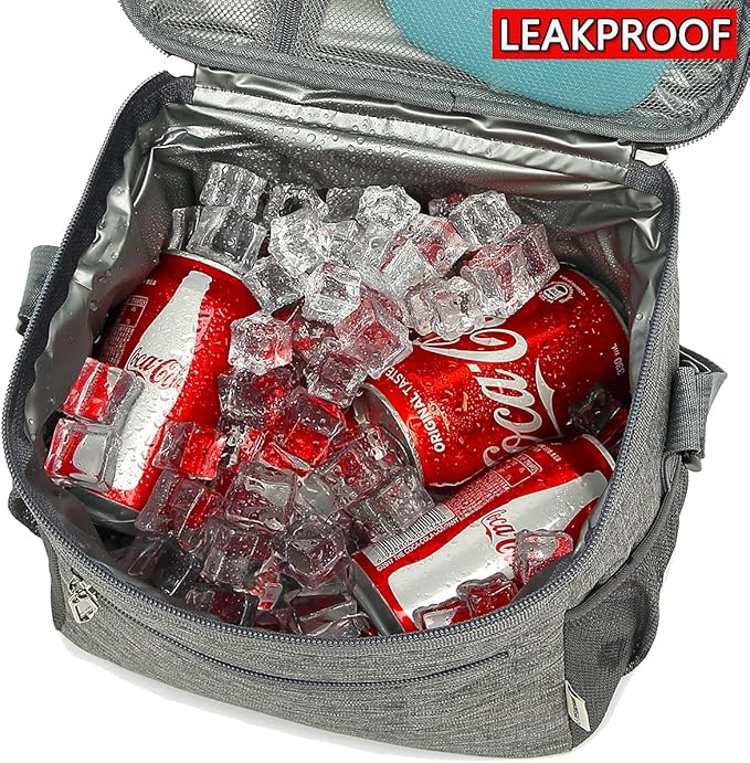 Insulated Lunch Bag for Adult/Women/Men, Reusable Large Lunch Box Cooler Soft Leakproof Tote, Thermal Meal Prep Lunch Pail with Adjustable Shoulder Strap for Picnic/School/Travel/Office,Grey