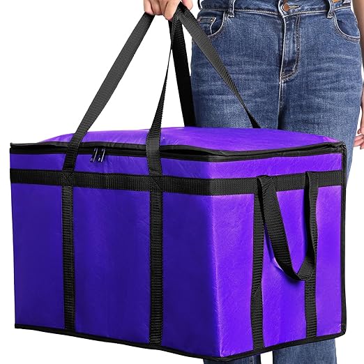 Musbus 1 PACK Purple Extra Large XXXL Insulated Food Delivery Bag Cooler for DoorDash - Keep Food Warm, Catering Shopper Hot