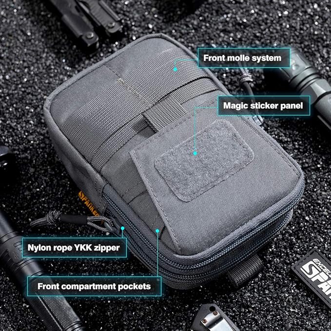 EXCELLENT ELITE SPANKER Tactical Molle EDC Pouch Nylon Belt Waist Bag Camping Hiking Organizer with Cellphone Holster for iPhone 12Pro 12 11ProMax XsMax XR XS X 8Plus 8 7 6 Samsung Galaxy Note 9 S9
