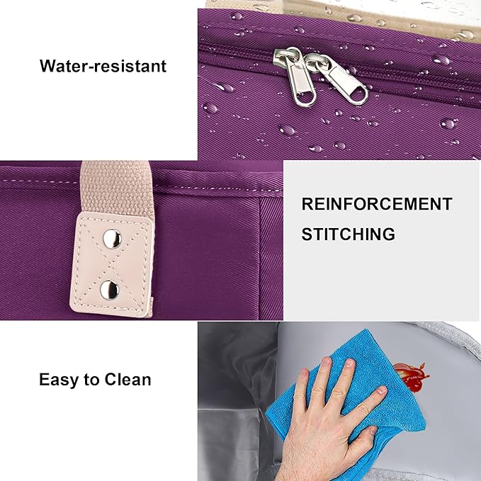 Hafmall Insulated Lunch Bag for Adults, Big lunch box for Womens, Wide Opening Insulated Tote Bag with Shoulder Strap, Reusable Adult Lunch Bag For Work, Picnic(Purple)