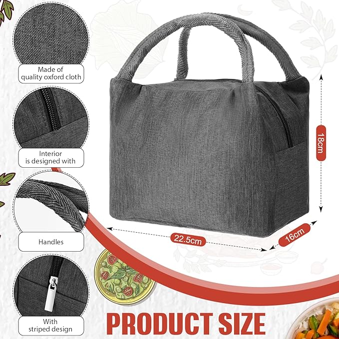 Chunful 12 Pcs Lunch Bags Bulk Insulated Reusable Lunch Bags Pouch with Aluminum for Women Adult School Office Work Employees