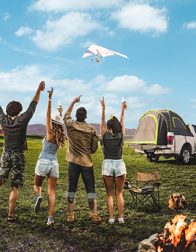 JOYTUTUS Pickup Truck Tent 8ft 2.0, Waterproof PU2000mm Double Layer for 2 Person, Portable Truck Bed Tent with Rainfly - Green, Aluminum Pole