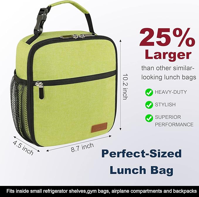 Femuar Lunch Box for Men Women Adults Small Lunch Bag for Office Work Picnic - Reusable Portable Lunchbox, Green