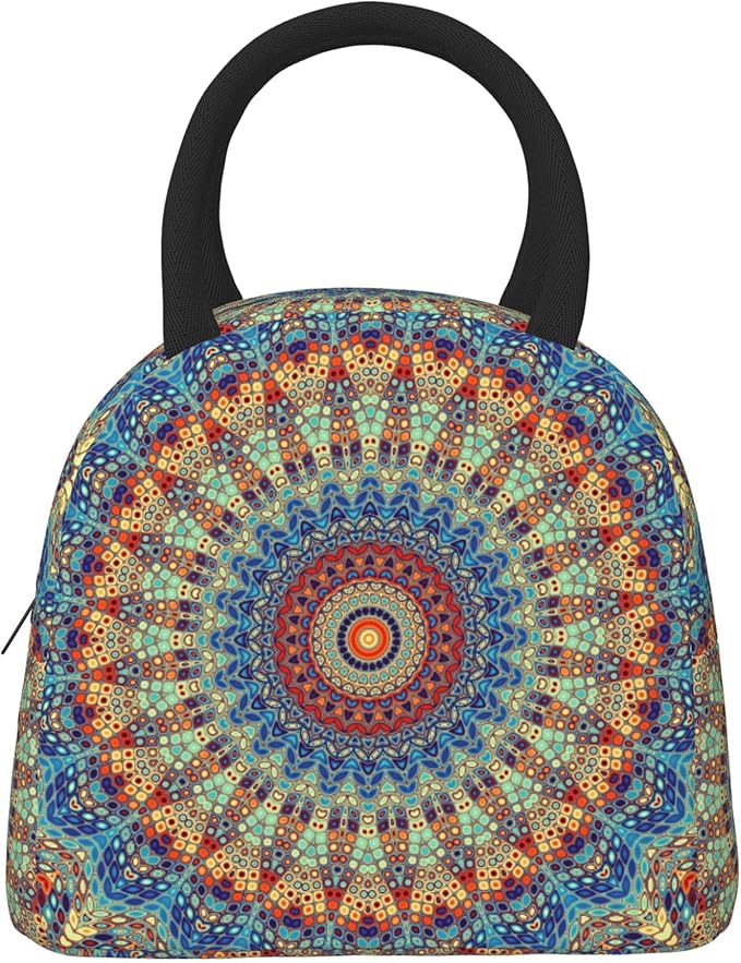 Mandala Lunch Bag Lunch Box for Women Men Boys Girls, Reusable Insulated Lunch Tote Bag, Leakproof Thermal Cooler Sack Food Handbags High Capacity for Work School Picnic Camping Gifts