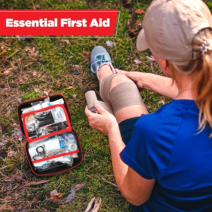 Premium First Aid Kit Travel, Waterproof with Shoulder Straps for Easy Carry - Ideal for Home, Car, and On-The-Go Emergencies