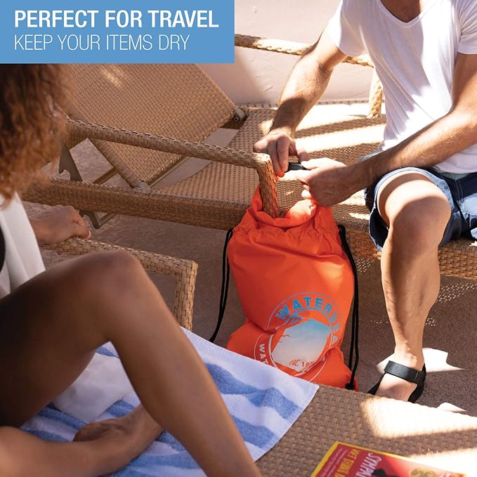 WaterSeals Anti-Theft Drawstring Backpack, Orange, One Size