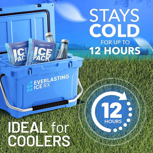 Rapid Performance Reusable Ice Packs for Coolers or Lunch Box | 4 Pack | Cold for Up to 12 Hours | Ice Packs for Cooler, Long Lasting for Camping, Beach