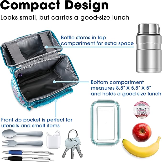 J World Corey Kids Lunch Bag. Insulated Lunch-Box for Boys Girls, Dandelion