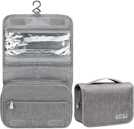 Travel Makeup Bag Water-resistant Toiletry Cosmetic Bag, Hanging Travel Toiletry Bag for Men Women and Girls, Multifunction Cosmetic Bag for Accessories, Shampoo, Toiletries，Gray