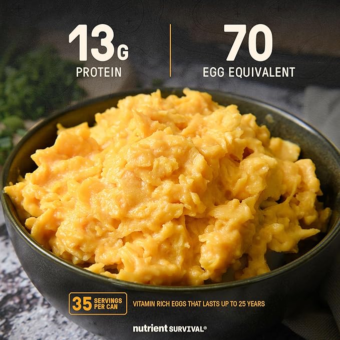 70 Egg Equivalent Nutrient Survival Vitamin Powdered Eggs Blend, Freeze Dried Prepper Supplies & Emergency Food Supply, 33 Essential Nutrients, Gluten Free, Shelf Stable Up to 25 Years