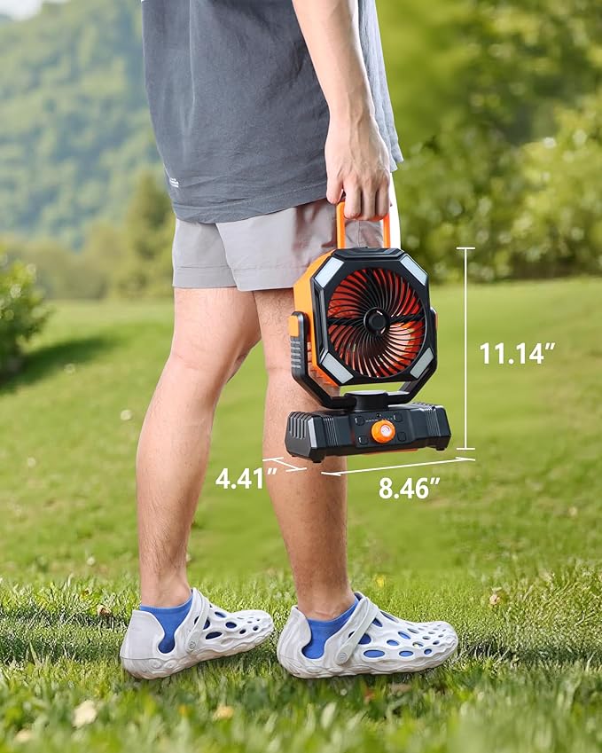 Misting Fan Portable with 20000mAh Rechargeable Battery 16H-58H Run Time, USB Output for Emergency Charging, Camping Fan Mist Spraying in 6.6ft, LED Lights, for Outdoors Camping Patios Fishing Cooling