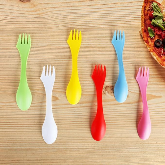 18 Pack Sporks - Spoon, Durable & BPA Free Tritan Sporks, Spoon Fork & Knife Combo Utensils with Portable Strong Waterproof Bag and Stainless Multifunctional Bottle Opener for Camping Outdoor, 6 Color