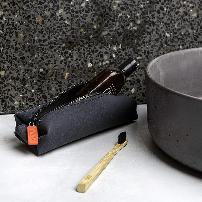 TOOLETRIES The Koby Mini Dopp Kit - Silicone Toiletry Organizer, Bathroom Travel Bag - Features Heavy-Duty Zipper, Leak Resistance, Easy to Clean - Charcoal