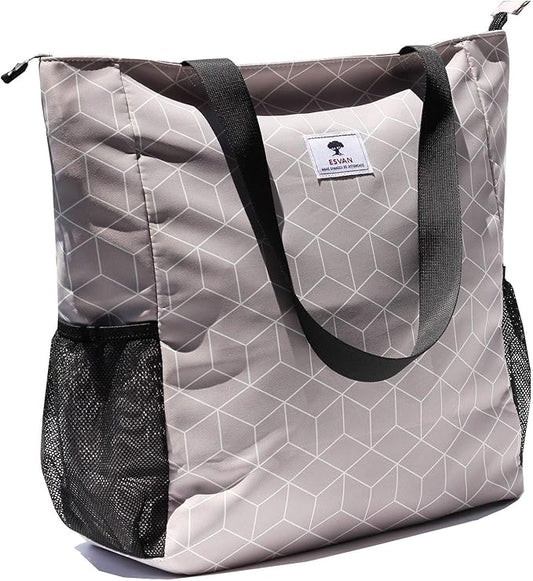 ESVAN Original Floral Water Resistant Large Tote Bag Shoulder Bag for Gym Beach Travel Daily Bags Upgraded