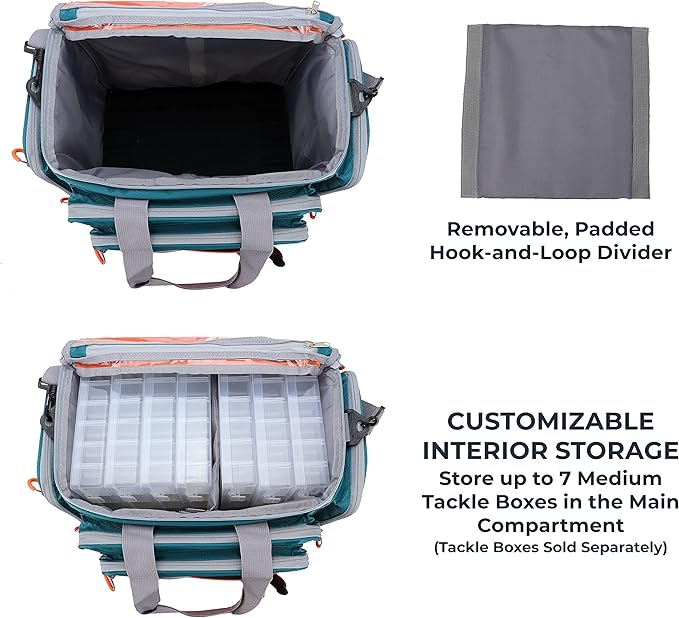 OSAGE RIVER Fishing Tackle Bag, Saltwater Fishing Gear Bag, Tackle Box Organizer with Waterproof Non-Slip Bottom, Padded Shoulder Strap, and Fishing Pliers, Fishing Gifts for Men