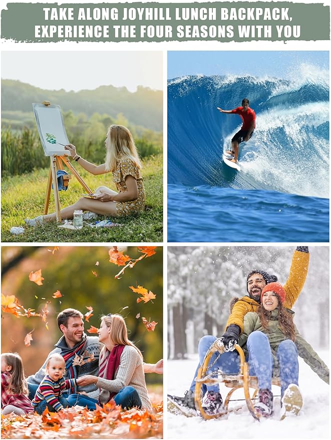 JOYHILL Tactical Lunch Box for Men, Insulated Lunch Bag with Detachable Bottle Pouch Holder, Large Durable Thermal Cooler Bag for Adult, Leakproof Bag for Work, Camping, Picnic, Sandy,13 L/18 Can