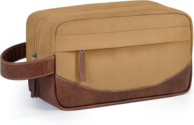 Travel Toiletry Bag for Men, Hanging Toiletry Organizer, Water Resistant Shaving Kit with Large Capacity for Travel Accessories - Brown