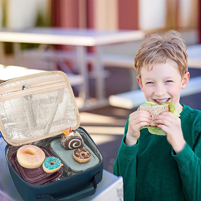 LOIDOU Lunch Box Kids Boys Insulated Lunch Bag Thermal Meal Tote Truck Reusable Lunch Pail Bags for School Travel