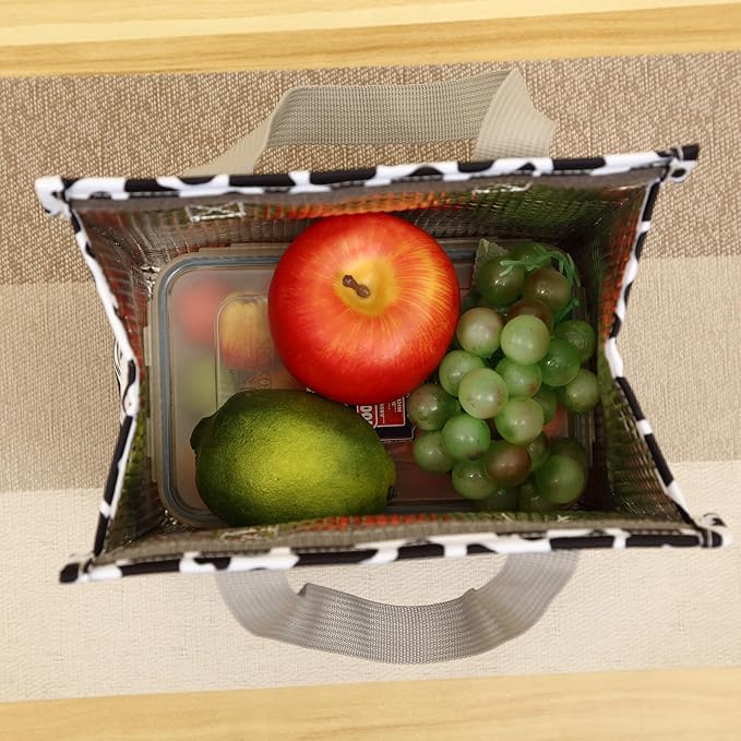 Lunch bag, Insulated Lunch Bag for Women Men, Lunch Containers Reusable Lunch Tote Bags for Work, Travel, Outdoor (Cow Print)