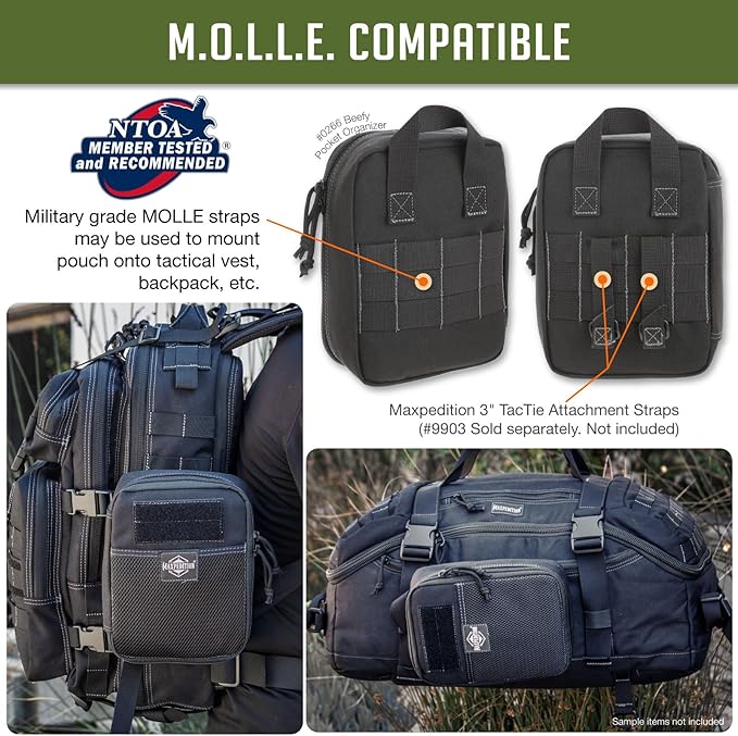 MAXPEDITION Beefy Pocket Organizer, Compact, MOLLE-Compatible, 1000D Nylon Tactical Pouch, Everyday Carry Tool and Gear Storage for Outdoor, Tactical, Survival, 0266