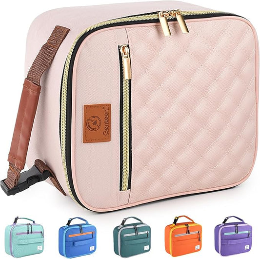 Genteen Lunch Bag for Women Girls Kids,Insulated Lunch Box,Reusable Lunchbox for School,Work,Outdoor(Pink)