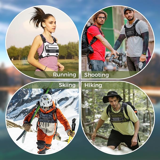 Sports Chest Bag For Men Women, Water Resistant Lightweight Front Chest Pack, Running Vest Bag With Built-In Phone Holder & Extra Storage For Workouts, Running, Cycling (Olive)