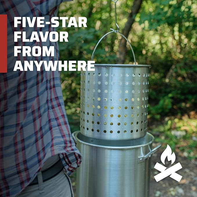 Camp Chef Aluminum Pot & Basket - Includes Lid, Basket & Removal Hook - Perfect for Boiling, Simmering & Steaming - Easy-to-Clean Cooking Pot - 24 Quart Pot