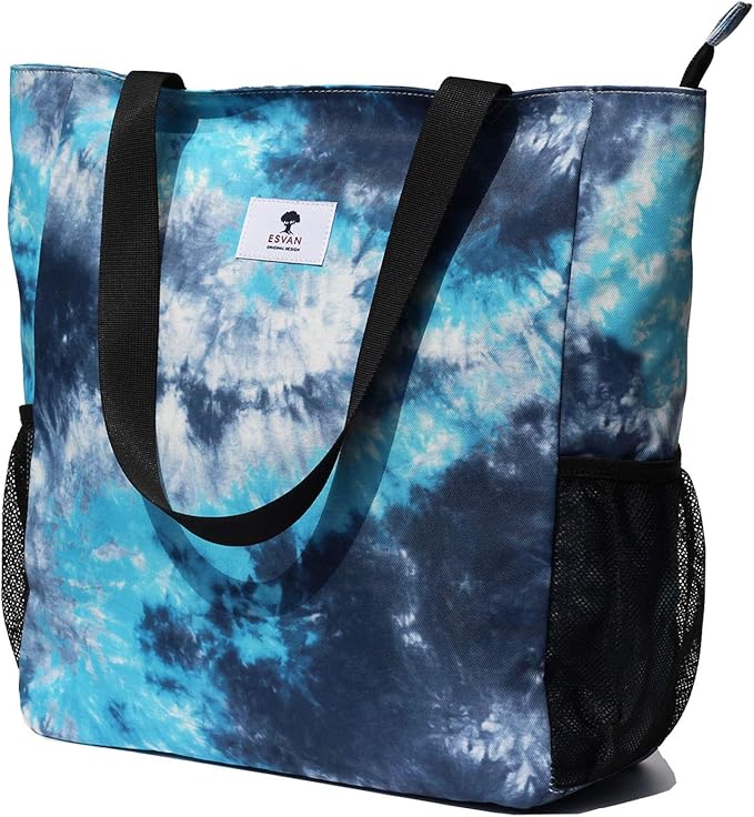 ESVAN Original Floral Water Resistant Large Tote Bag Shoulder Bag for Gym Beach Travel Daily Bags Upgraded