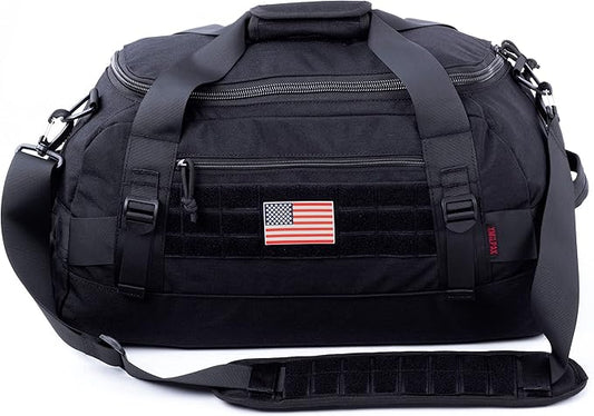 Tactical Duffle Bag MOLLE Gear Bag Carry on Travel Weekend Duffel Bag. Ideal for Hunting, Shooting Range, Law Enforcement, Camping, Travel and Viechle. 35L