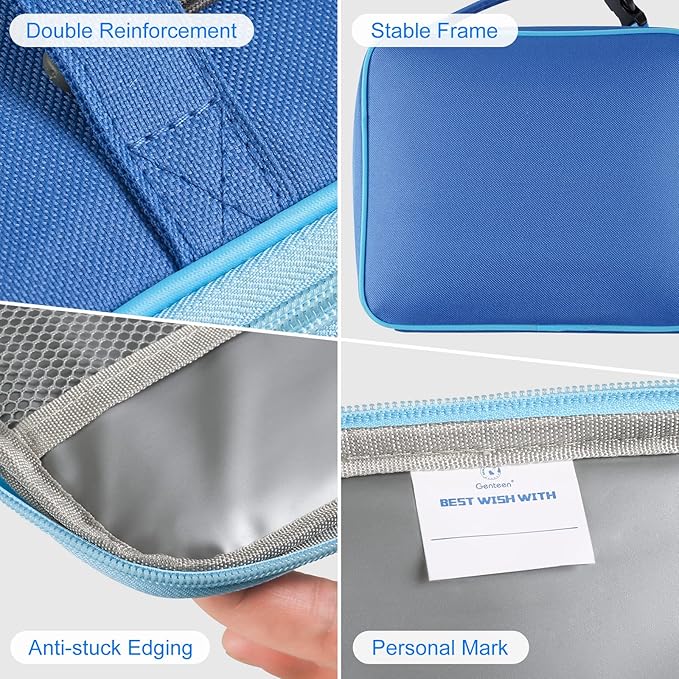 2 Packs Insulated Soft Lunch Bag With Double Zipper - Sturdy, Freezable and Reusable for Kids, Men - For School, Work, Outdoor (B-2pk Blue+Orange)